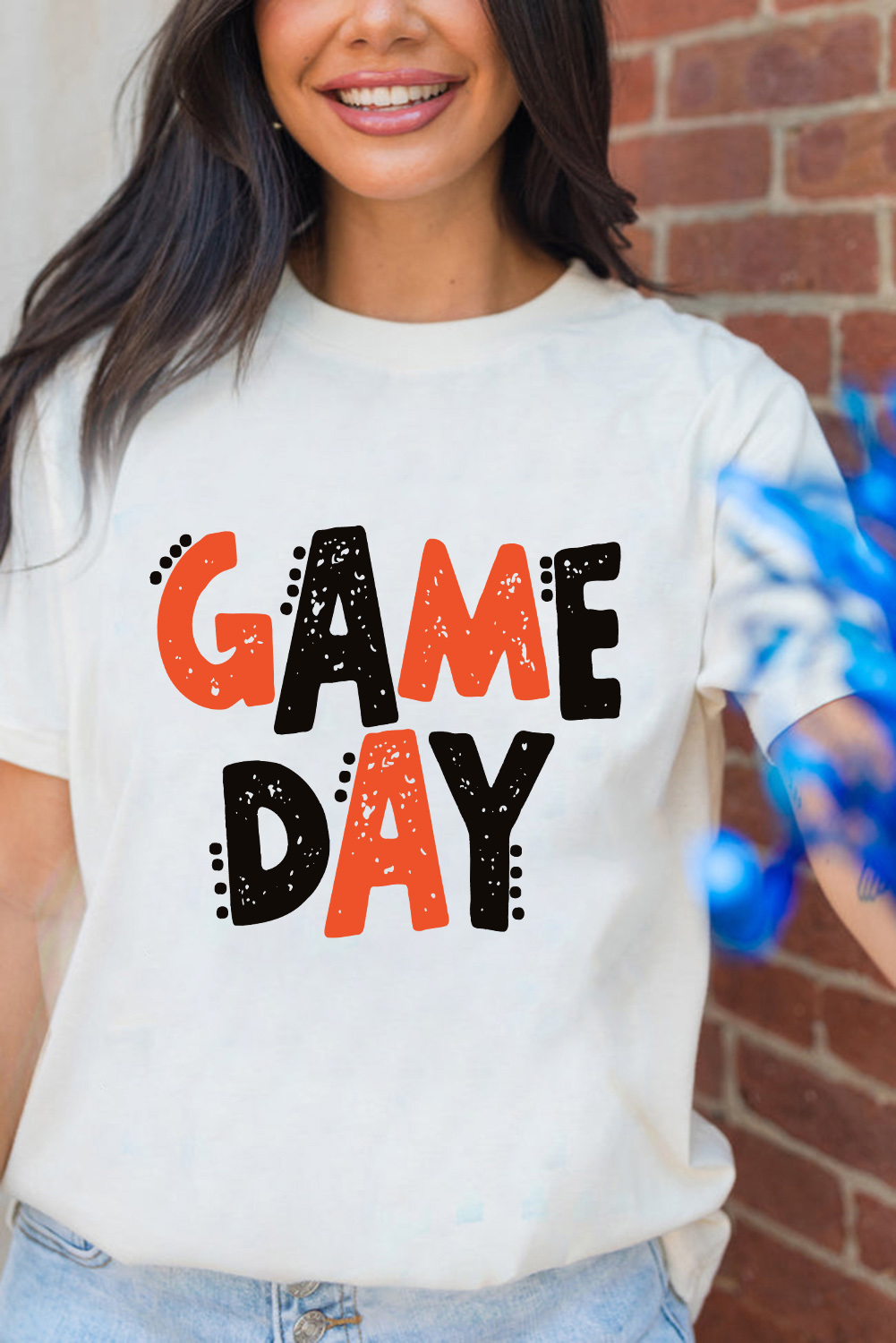 White GAME DAY Funny Letter Printed Casual Tee - loveforevers