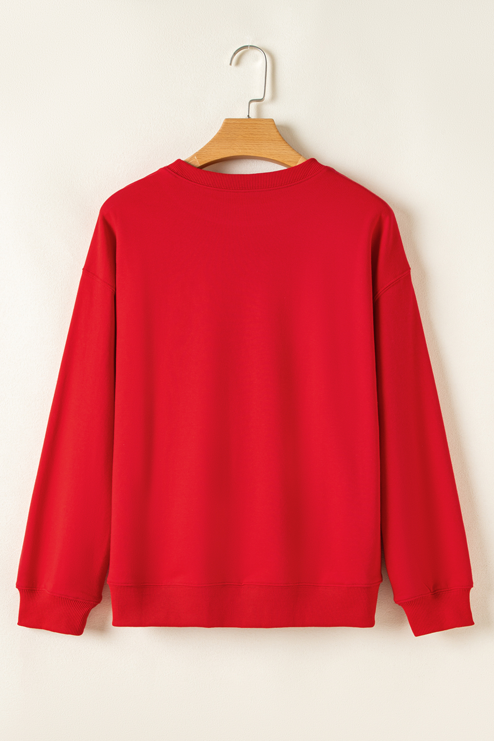 Red Merry Christmas Crewneck Drop Shoulder Loose Sweatshirt - loveforevers