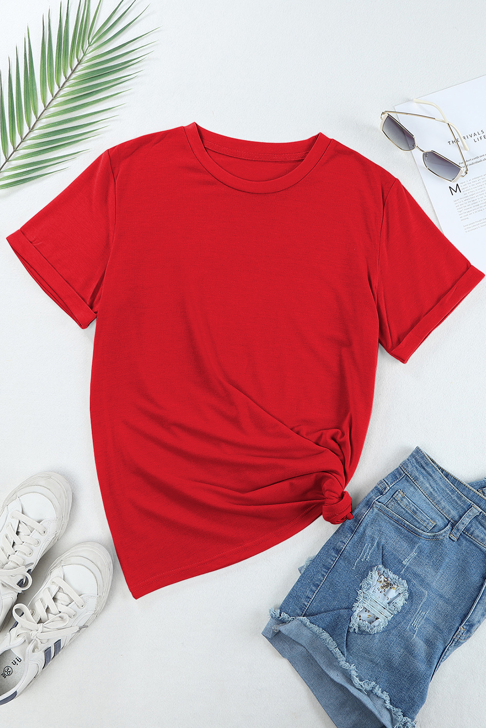 Khaki Casual Plain Crew Neck Tee - loveforevers