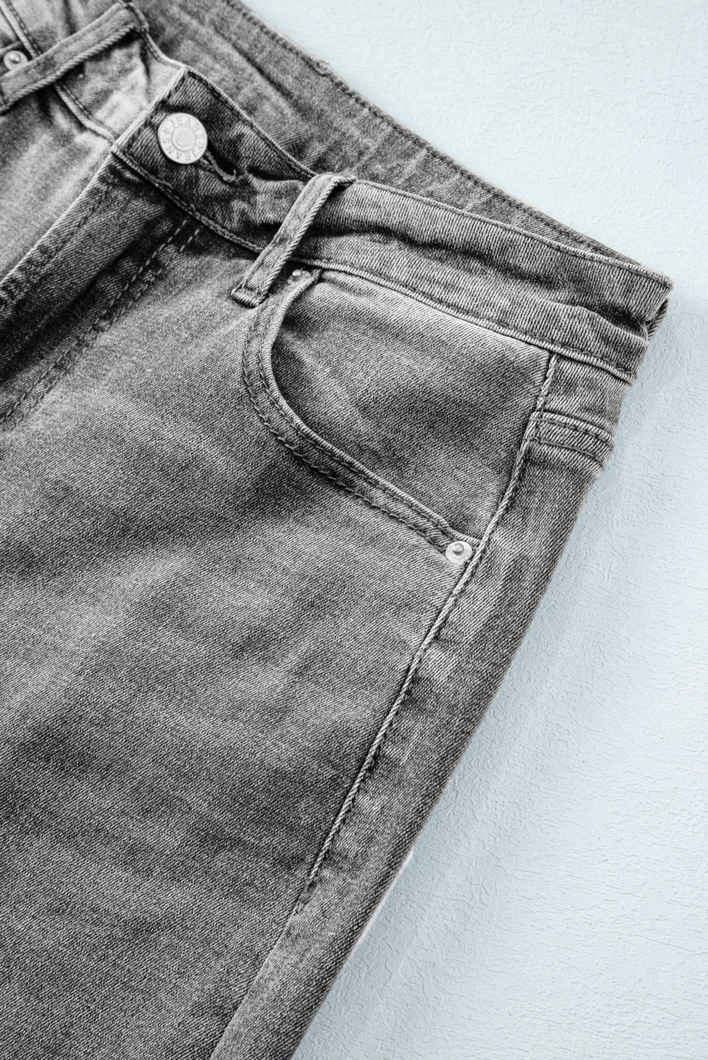Gray Raw Hem Straight Leg Loose High Waist Jeans - loveforevers