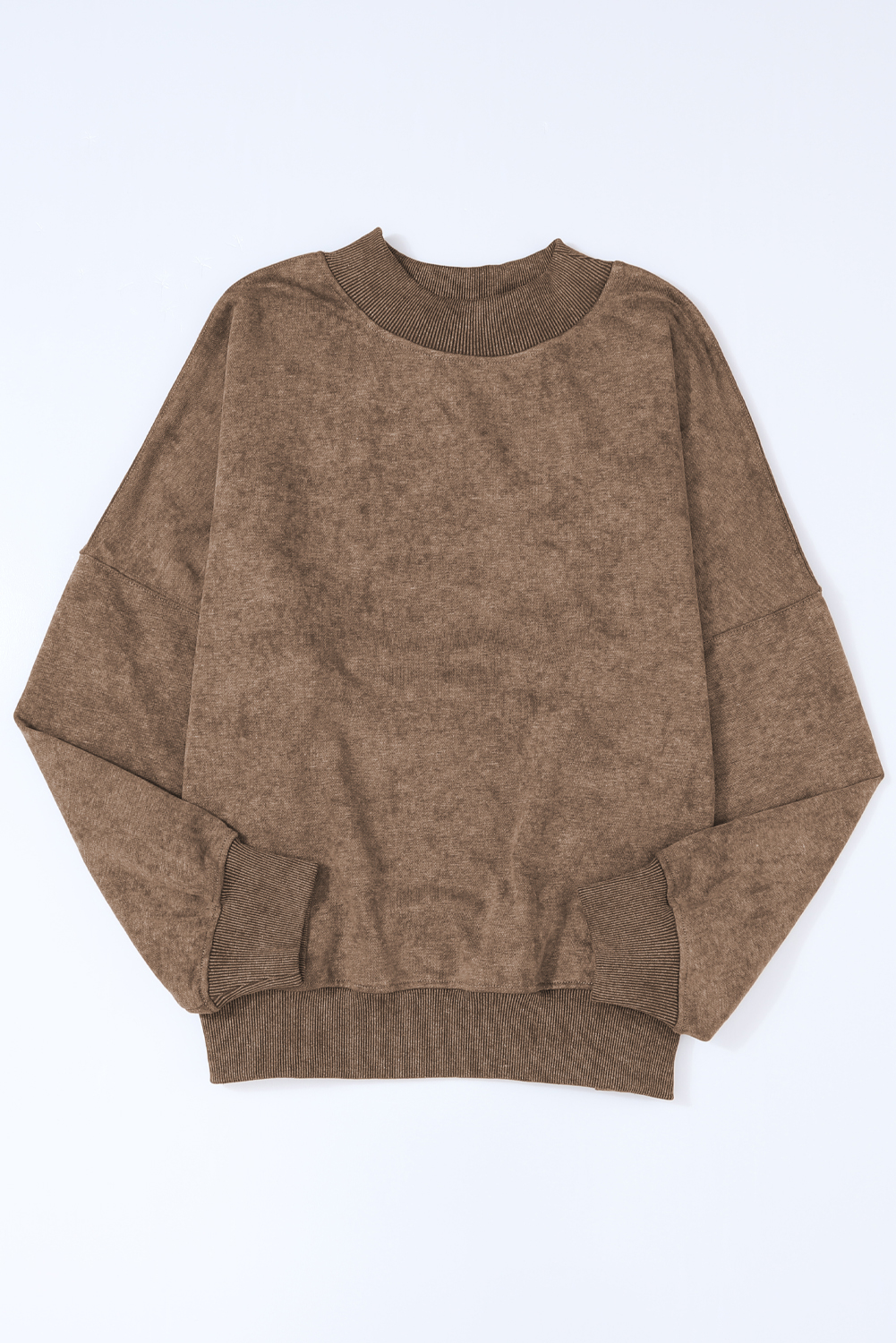 Brown Drop Shoulder Crew Neck Pullover Sweatshirt - loveforevers