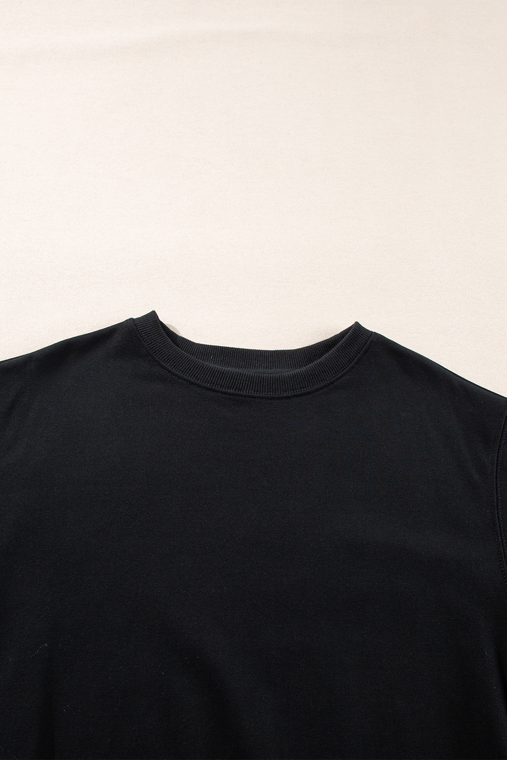 Navy Blue Plain Drop Shoulder Crewneck Pullover Sweatshirt - loveforevers