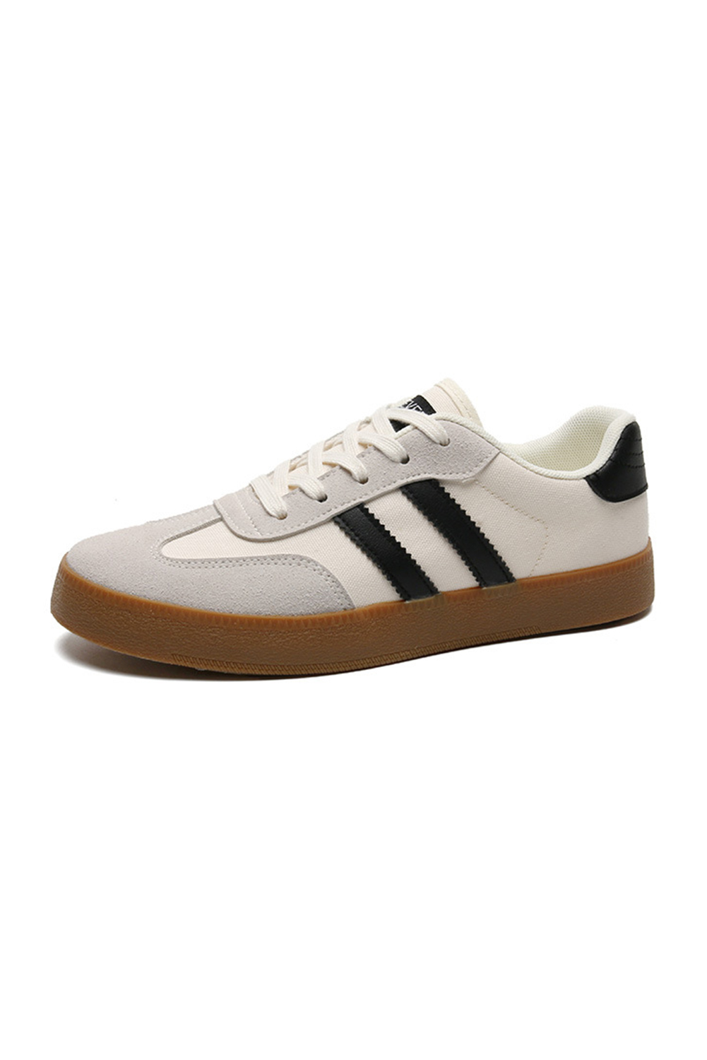White Striped Lace-up Flat Sneakers - loveforevers