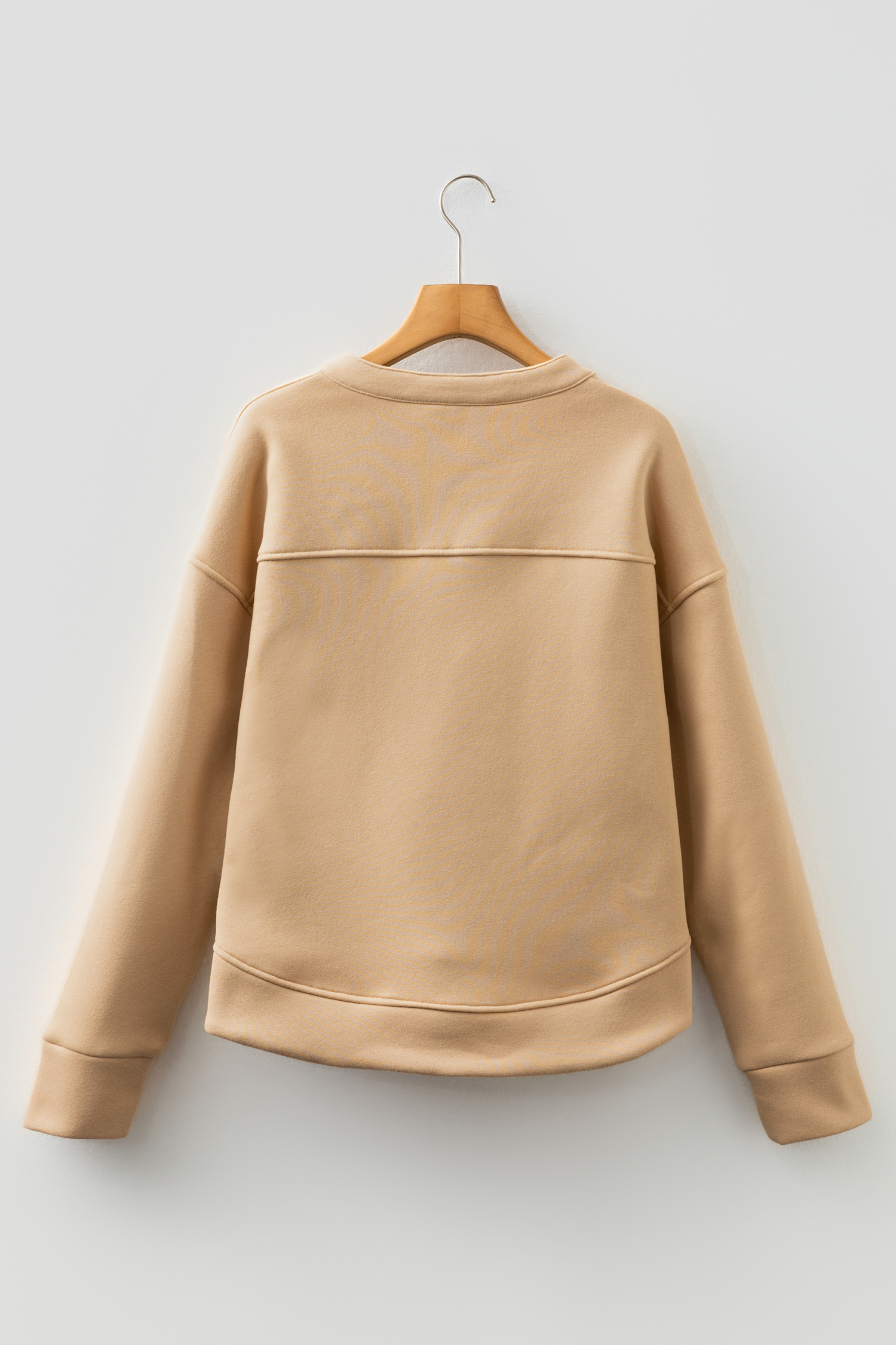 Light French Beige Grommet Detail V Neck Sweatshirt - loveforevers