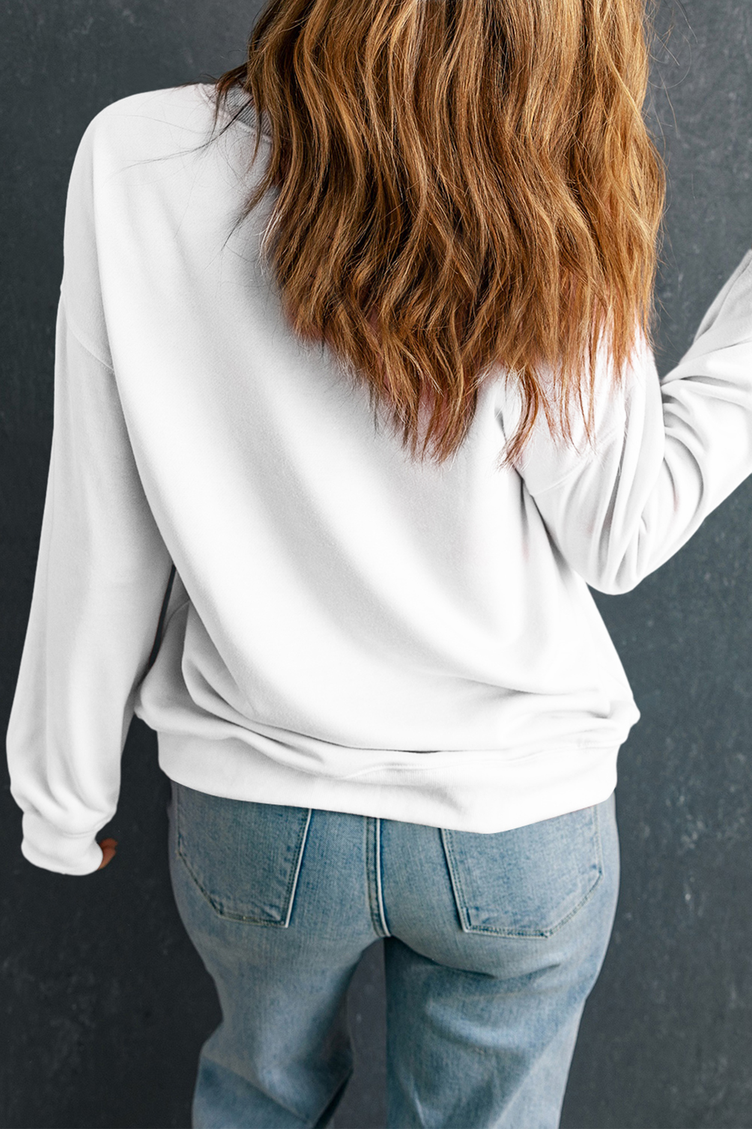 White Love Rose Shimmer Foil Printed Drop Shoulder Sweatshirt - loveforevers