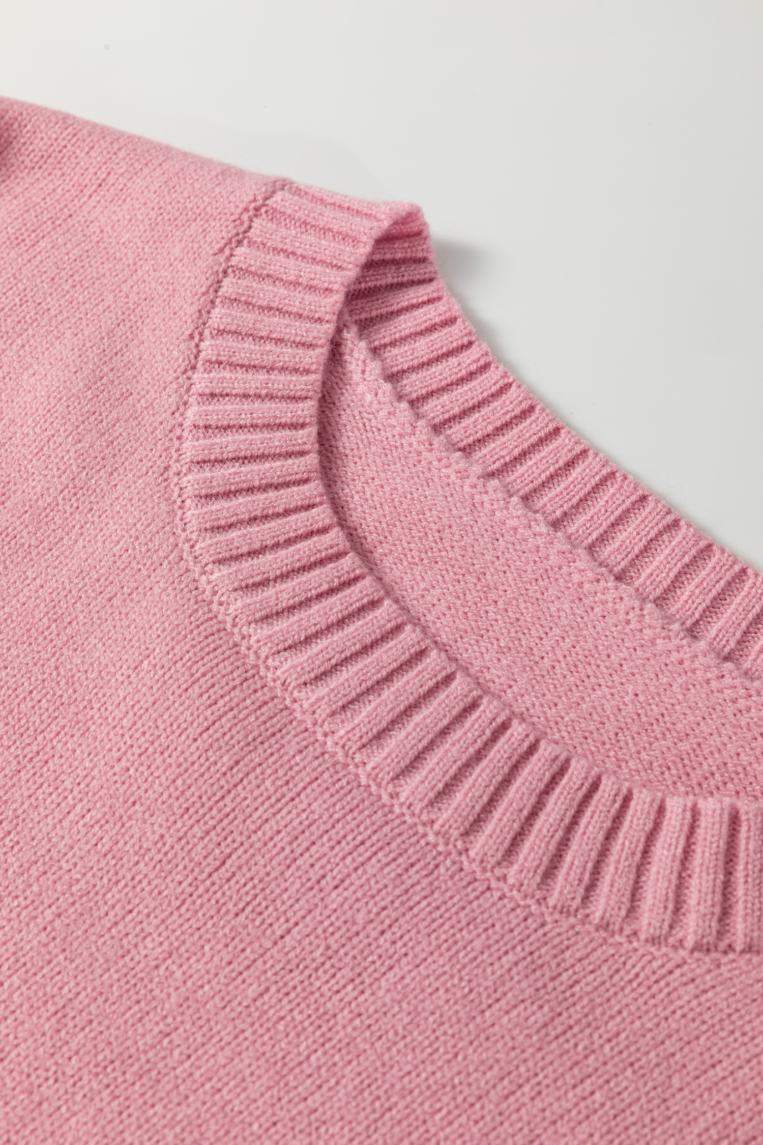 Light Pink Plaid Heart Embroidered Cuffed Drop Shoulder Crew Neck Sweater - loveforevers