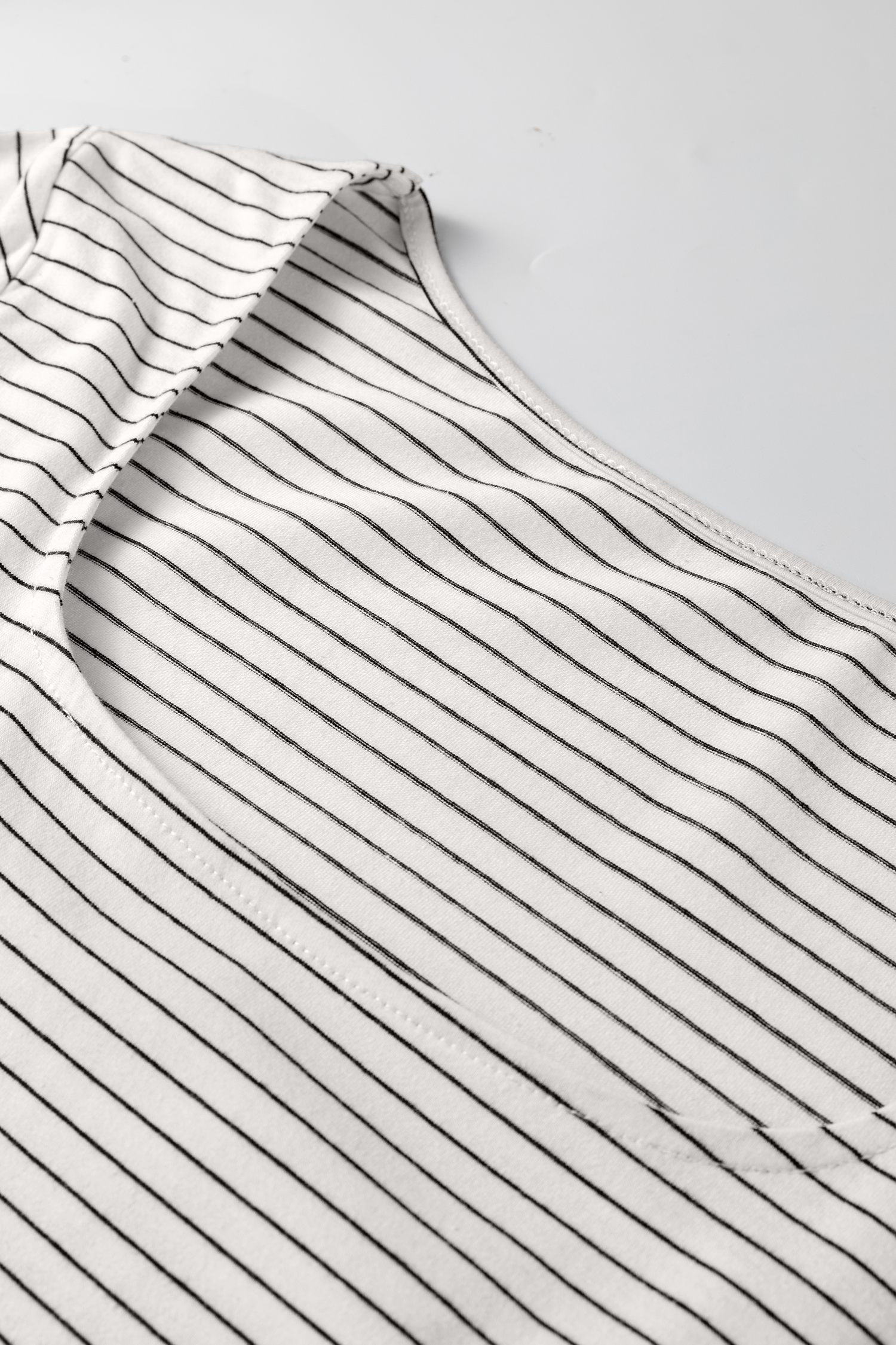 Brown Stripe Square Neck Long Sleeve Top - loveforevers