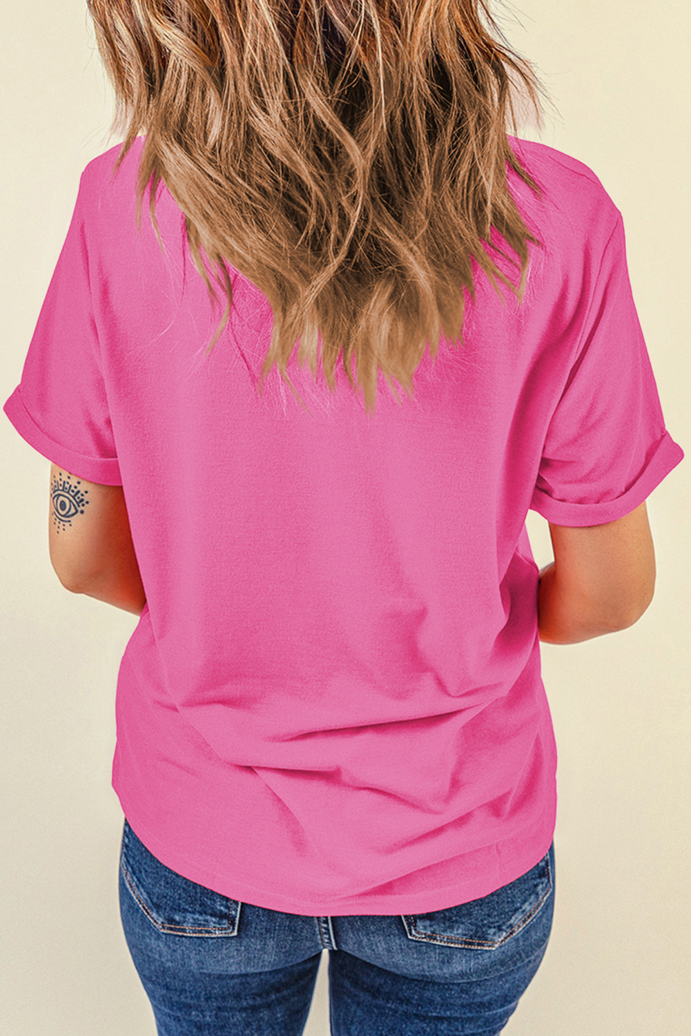 Rose Red Lets Rodeo Crew Neck Graphic Tee - loveforevers