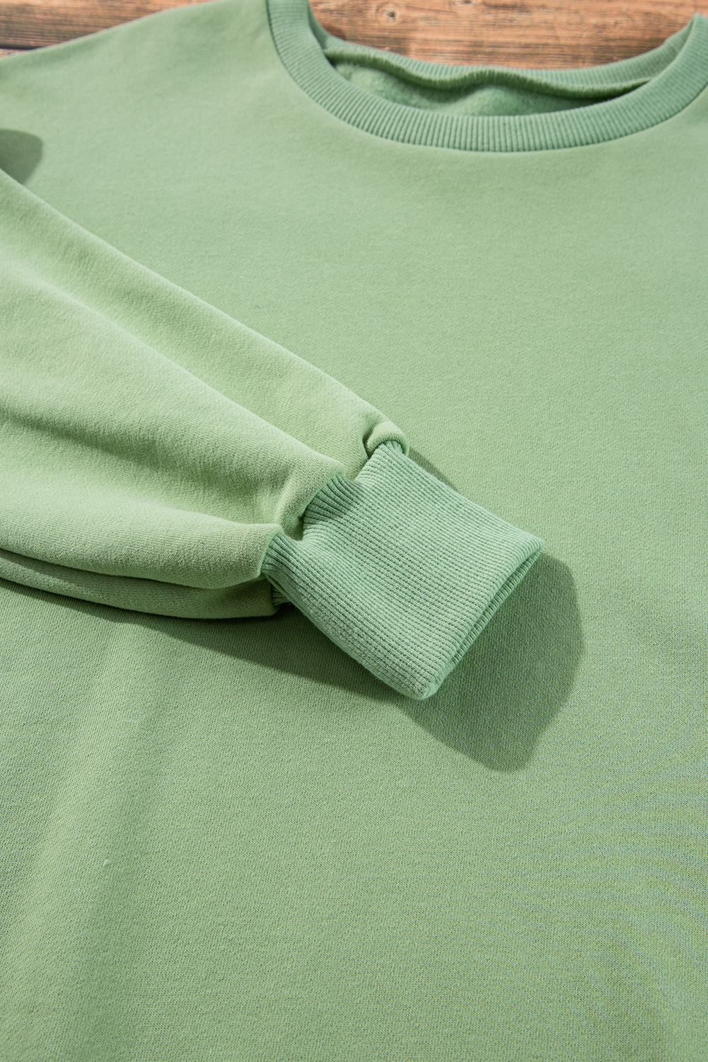 Grass Green Solid Fleece Lined Drop Shoulder High Low Sweatshirt - loveforevers