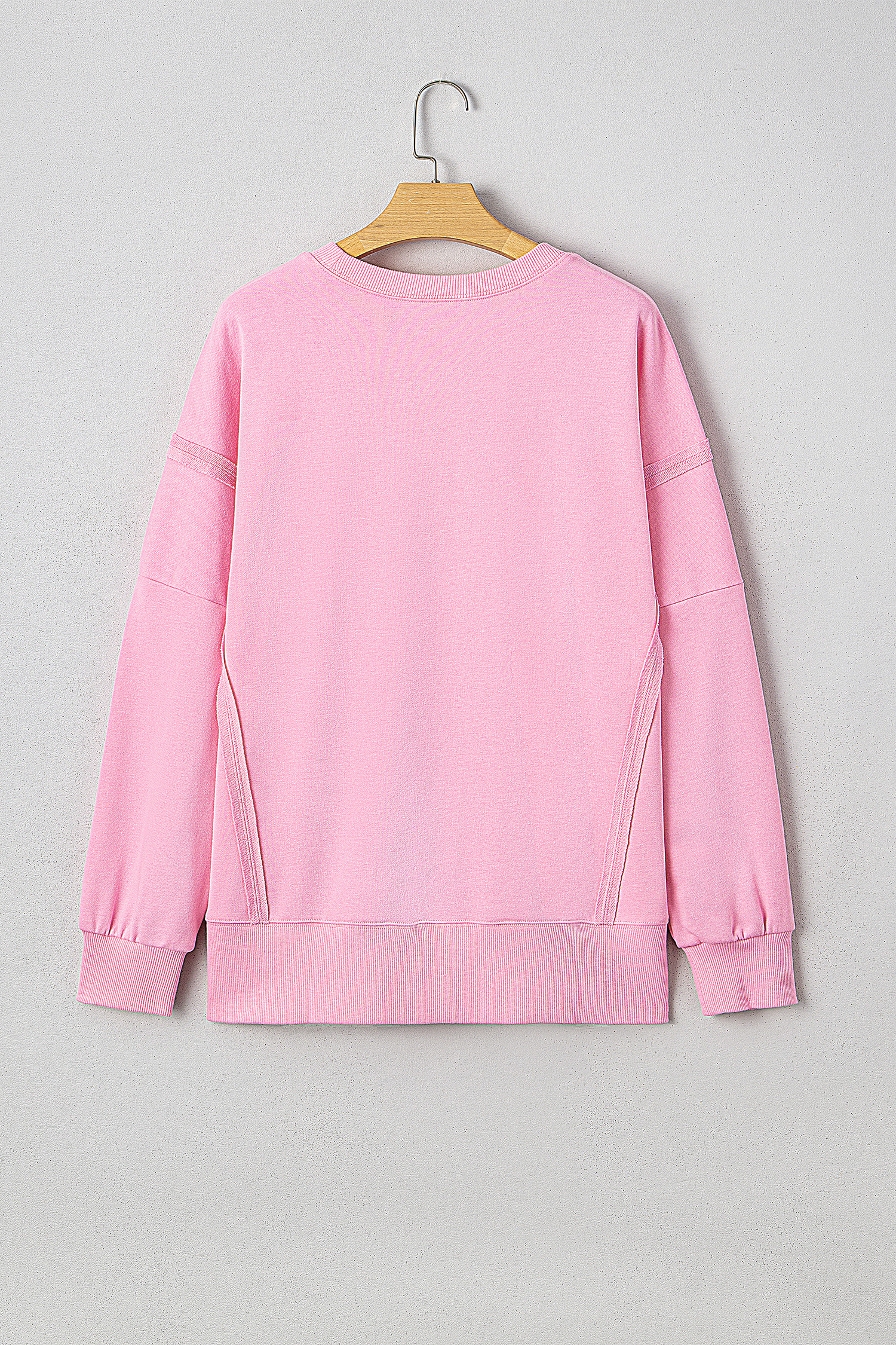 White Bow Sequin XOXO Letter Graphic Exposed Seam Baggy Sweatshirt - loveforevers