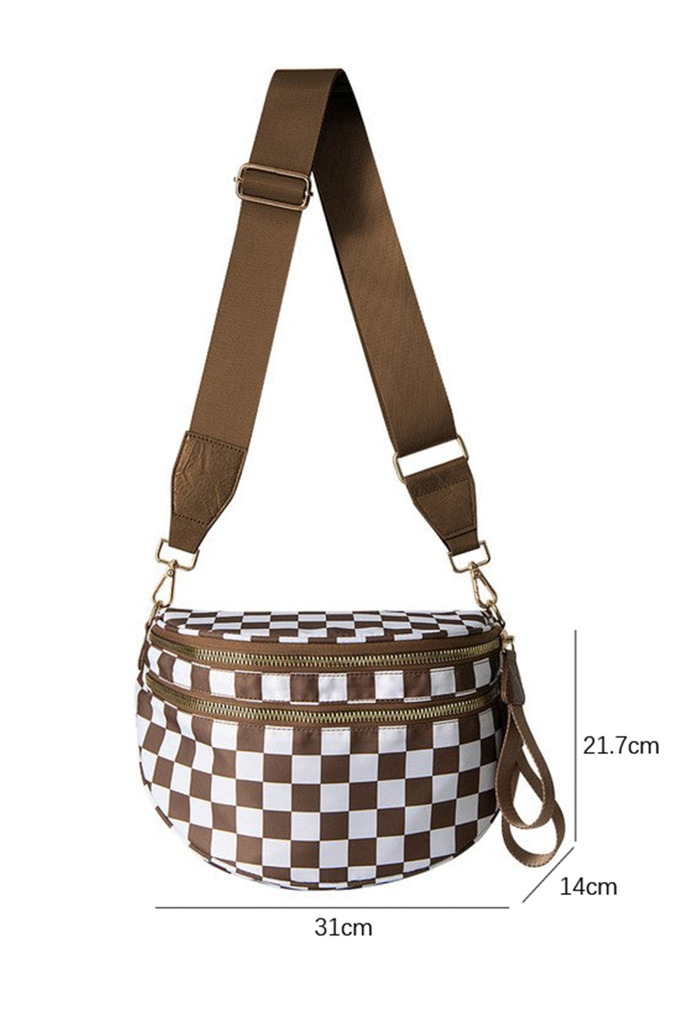 Jungle Green Double Zip Crescent Shape Adjustable Sling Bag - loveforevers