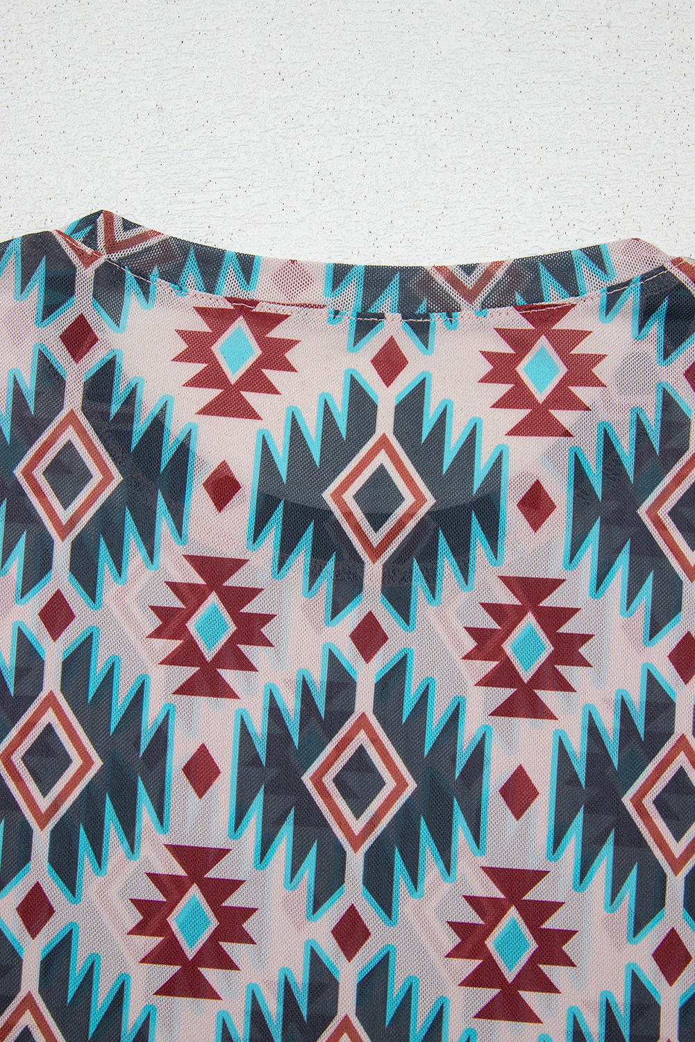 Blue Western Aztec Print Mesh Slim T Shirt - loveforevers