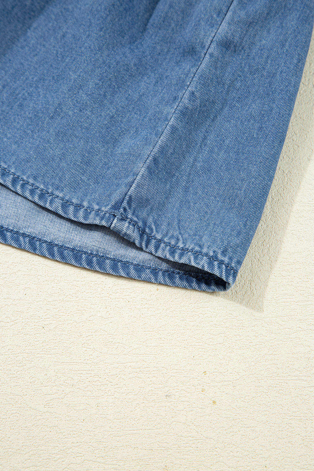 Dusk Blue Denim Lapel Neck Balloon Sleeve Tied Peplum Top - loveforevers