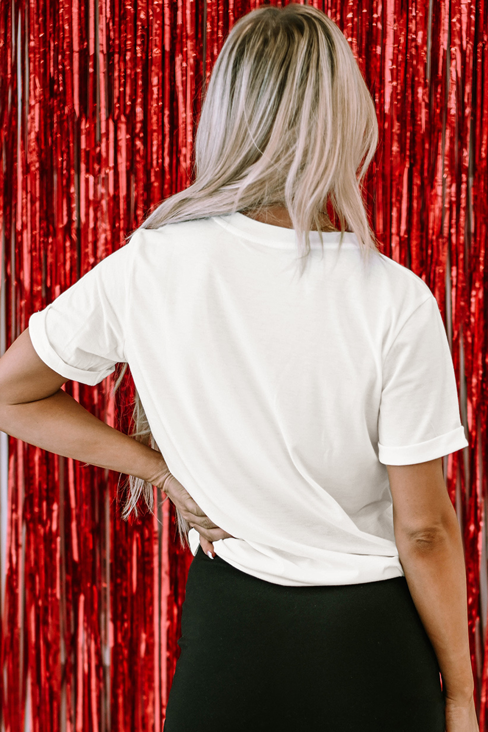 White American Flag Balloon Dog Print Crew Neck T Shirt - loveforevers
