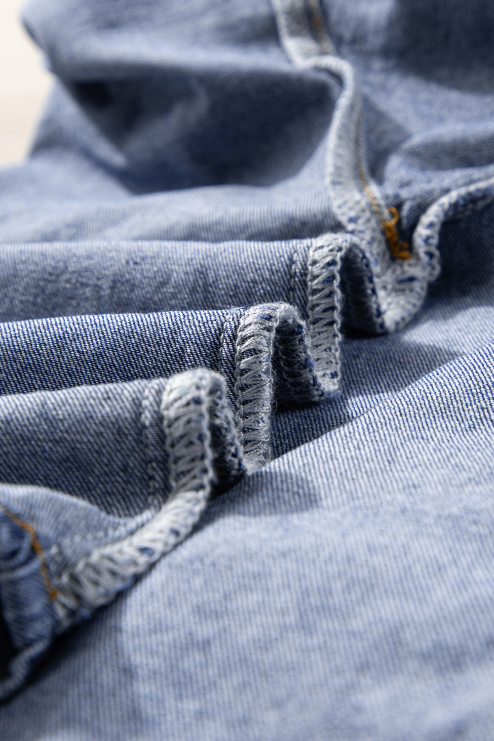 Sky Blue 3/4 Sleeve Ruffled Patched Pocket Denim Blouse - loveforevers