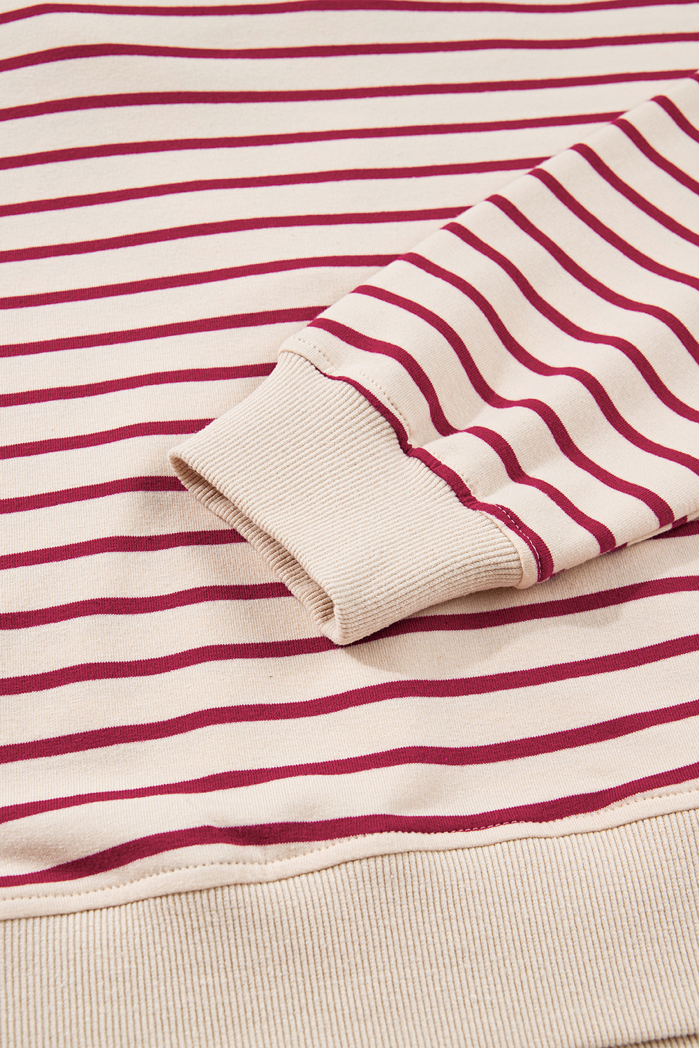 Red Stripe Cropped Collared Drop Shoulder Pullover and Bubble Mini Skirt Set - loveforevers