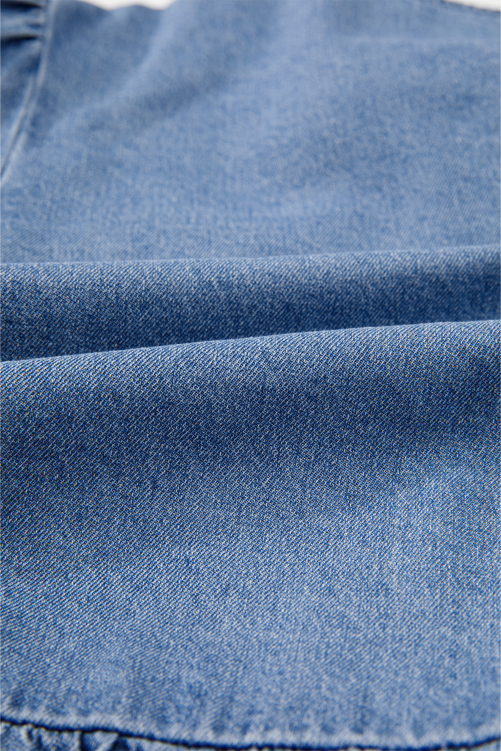 Dusk Blue Tied Front Bubble Sleeve Peplum Denim Shirt - loveforevers