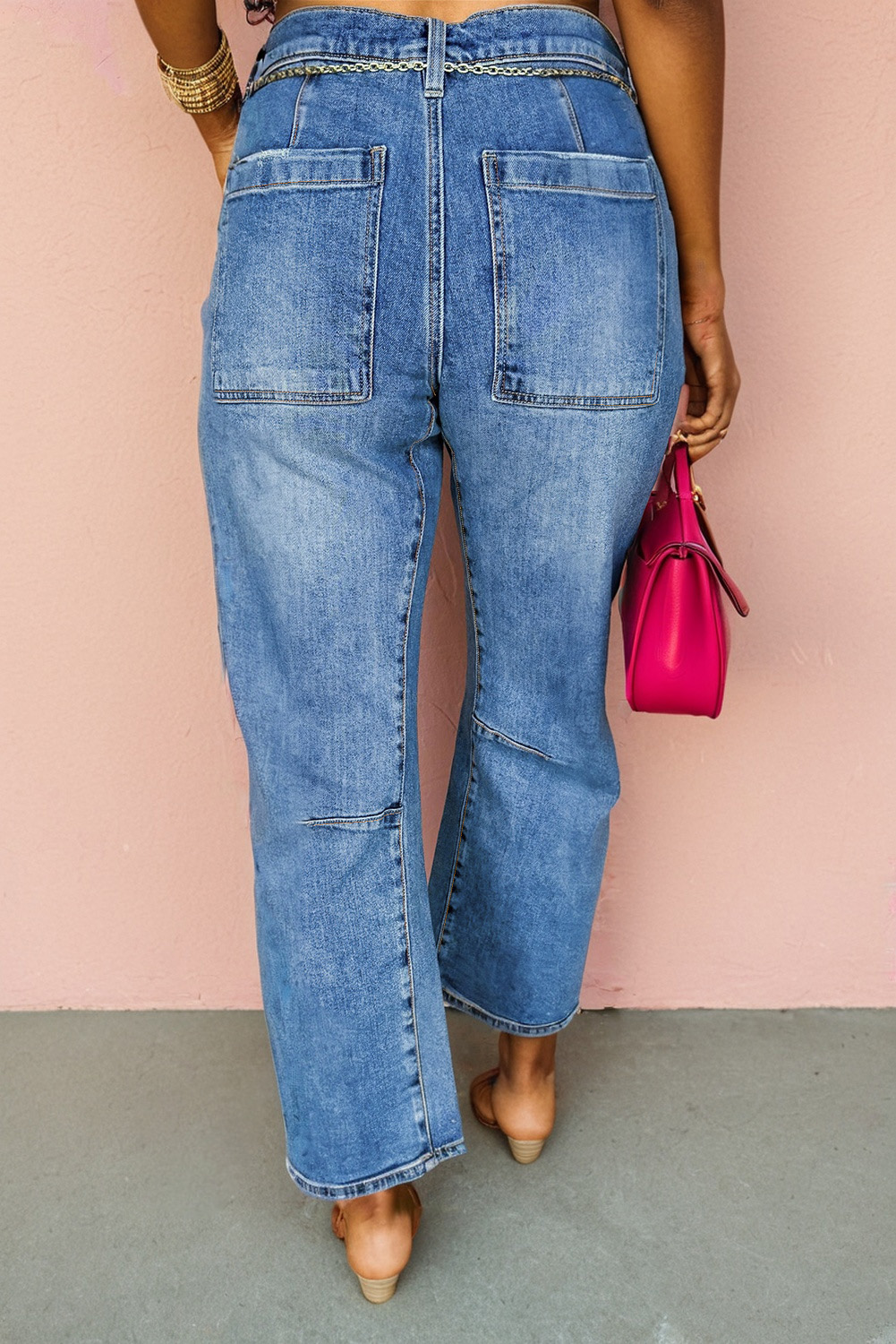 Dusk Blue Seam Detail Ankle Length Cropped BarrelJeans - loveforevers