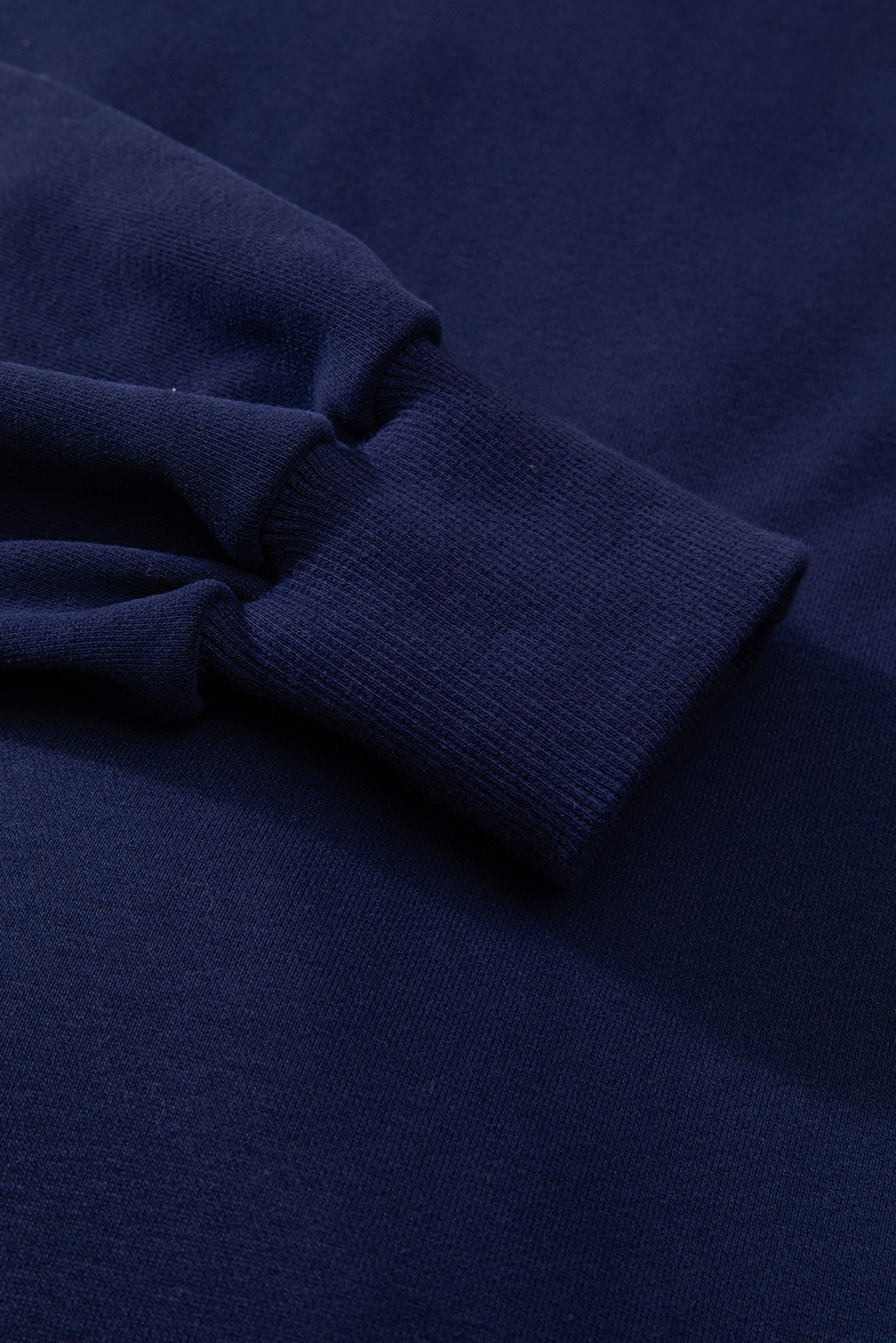 Navy Blue Solid O Neck High Low Hem Pullover Sweatshirt - loveforevers