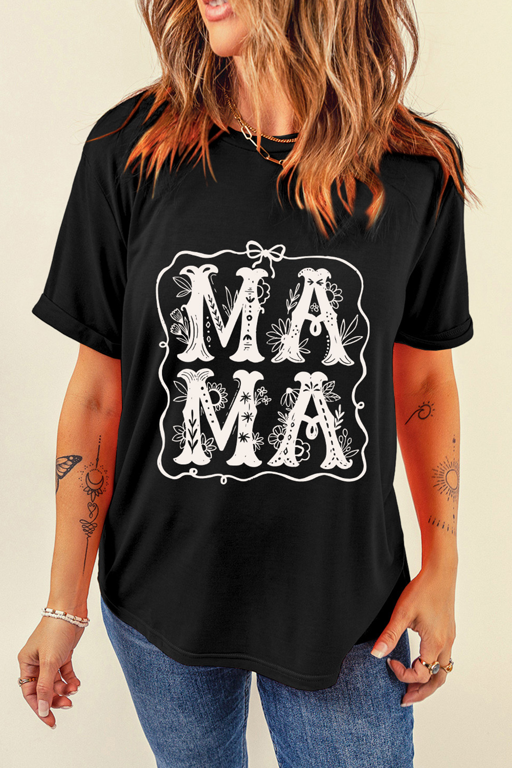 Black MAMA Artistic Graphic Tee - loveforevers