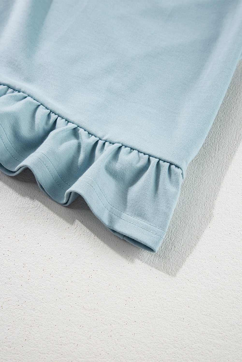 Iceland Blue Solid Ruffled Hem Loose Fit Tunic Hoodie - loveforevers