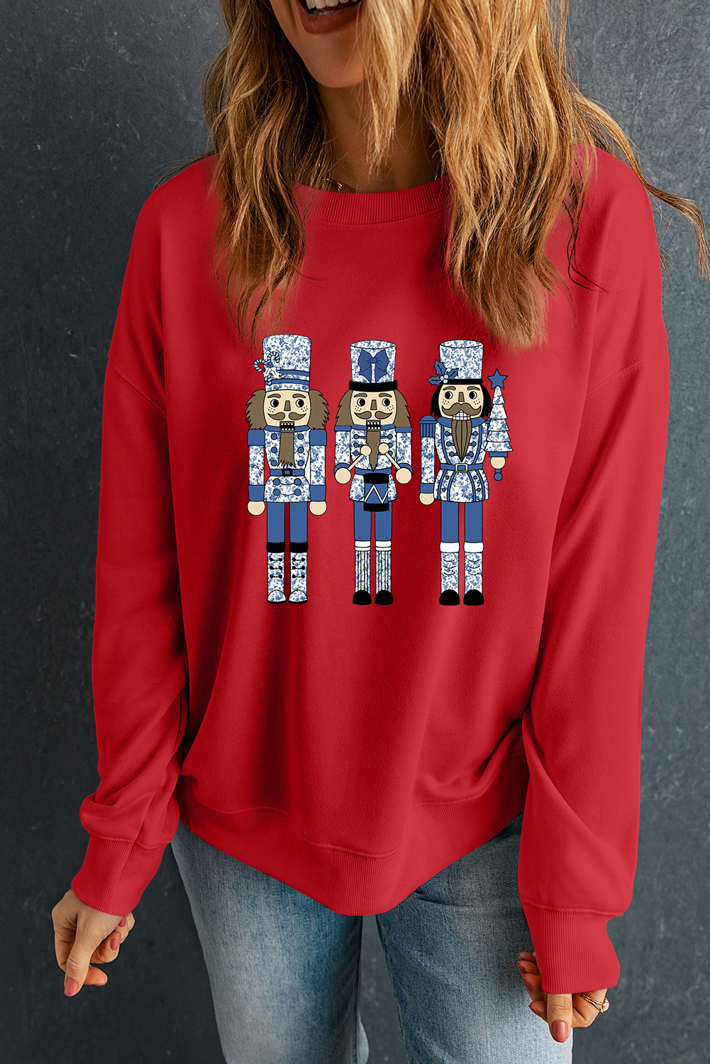 Red Christmas Nutcracker Men Guard Graphic Pullover Sweatshirt - loveforevers