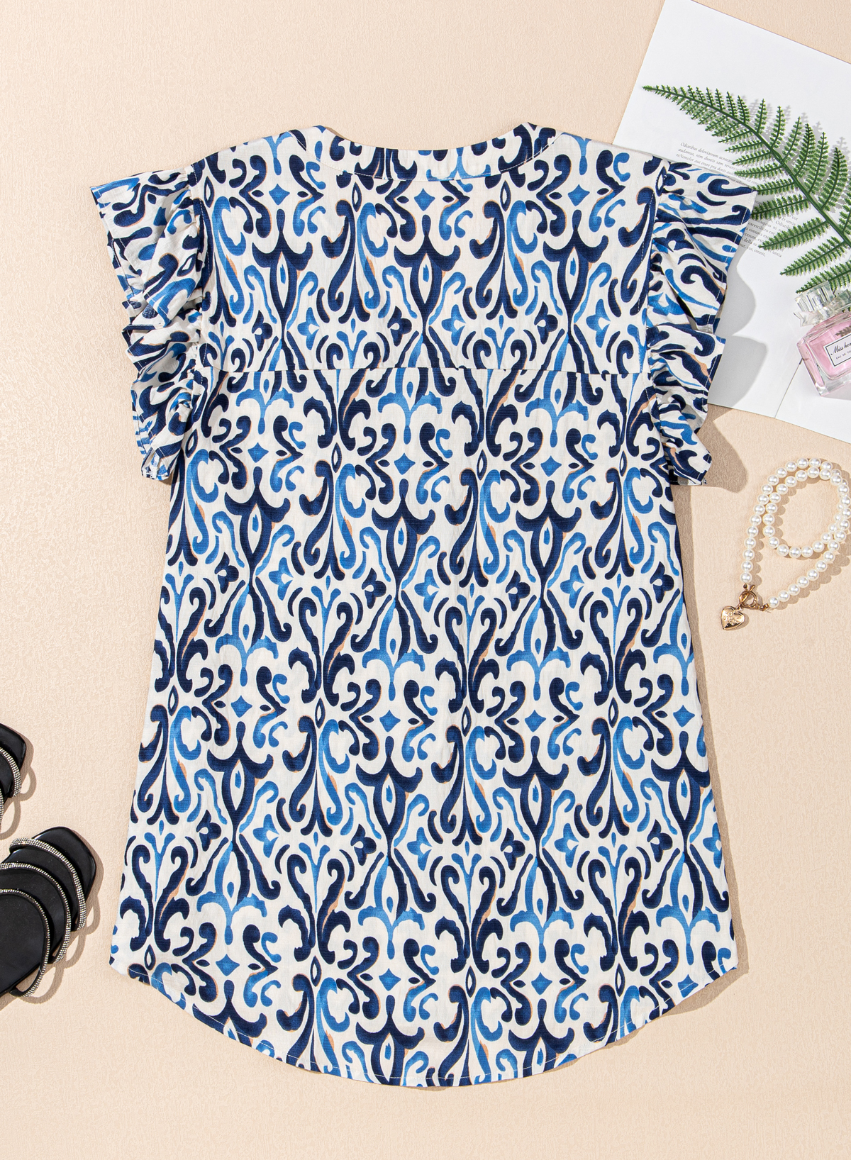 Sky Blue Boho Print Smocked High Waist Maxi Dress - loveforevers