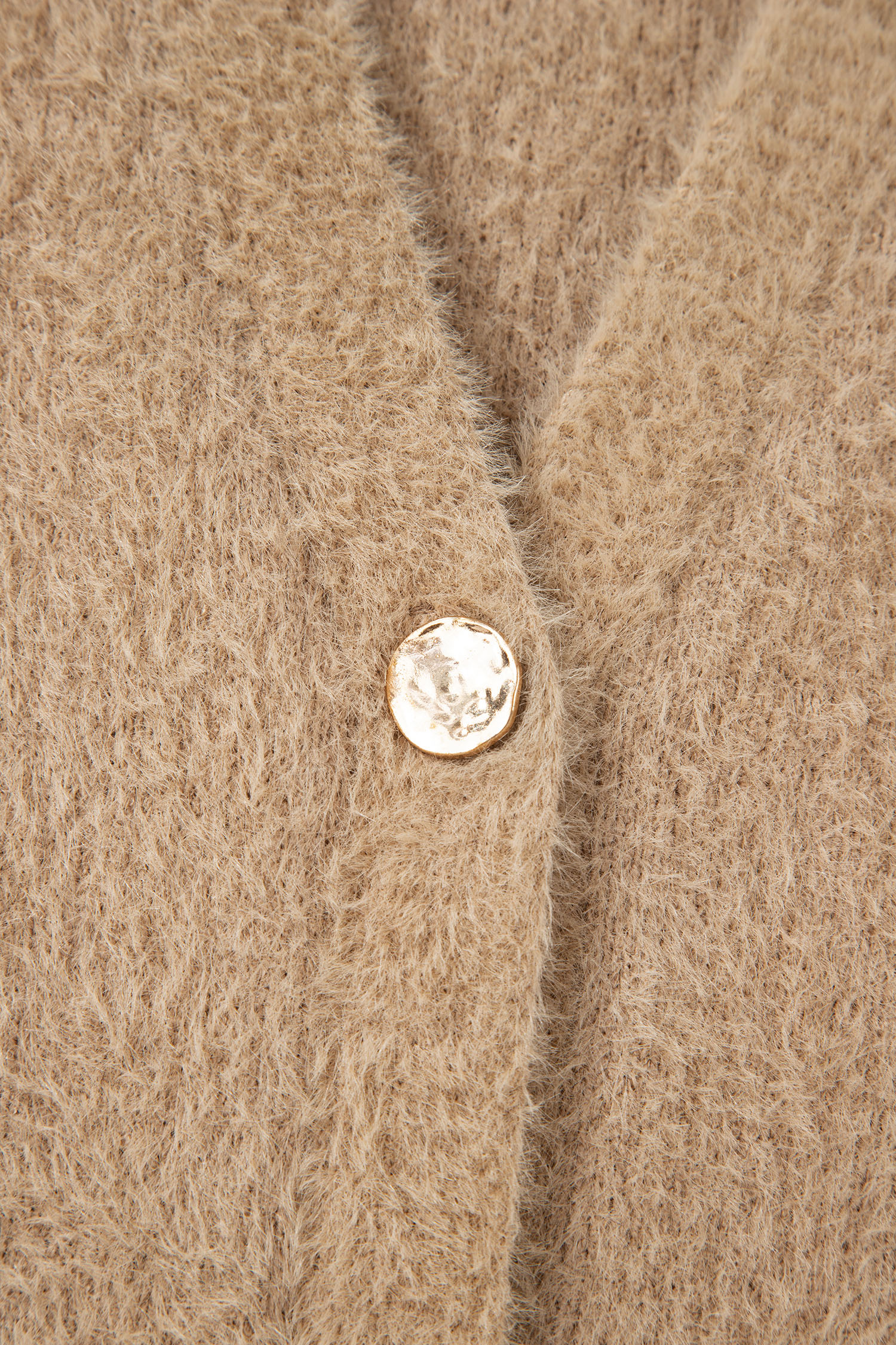 White Fuzzy Buttoned Front Midi Solid Cardigan - loveforevers