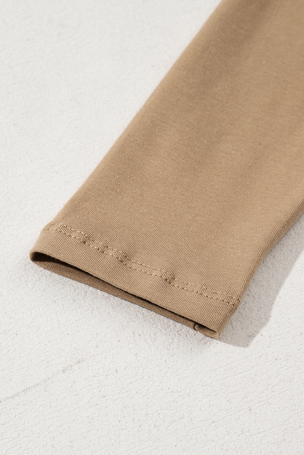 Pale Khaki Long Sleeve Buttons V Neck Slim Fit Top - loveforevers