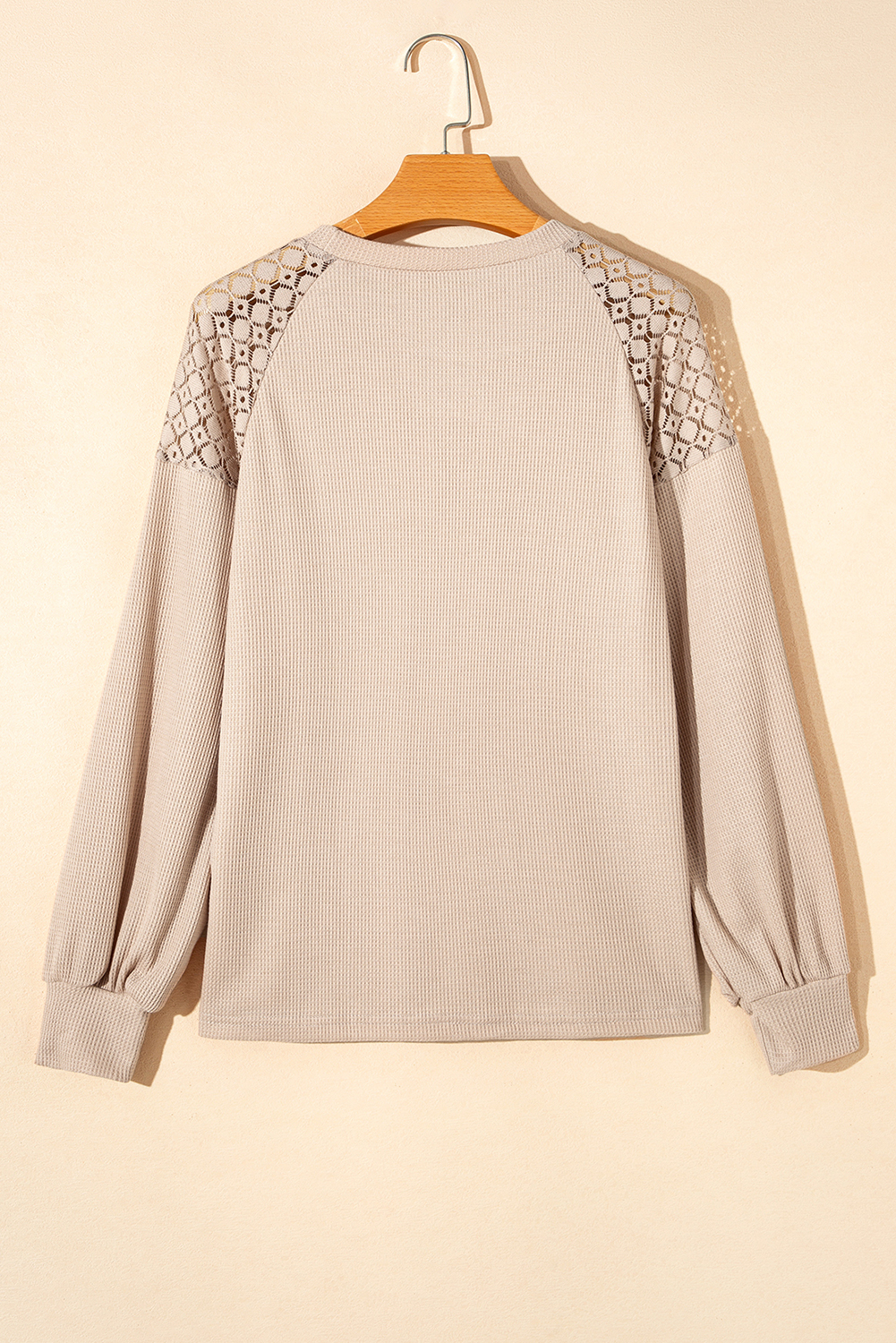White Lace Long Sleeve Textured Pullover - loveforevers