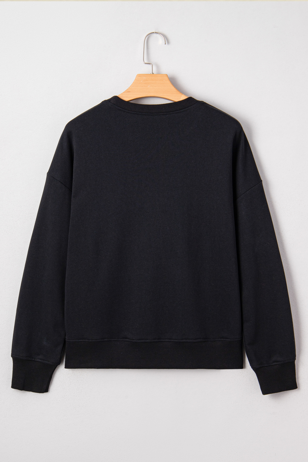 Black Chenille Game Day Graphic Drop Shoulder Sweatshirt - loveforevers