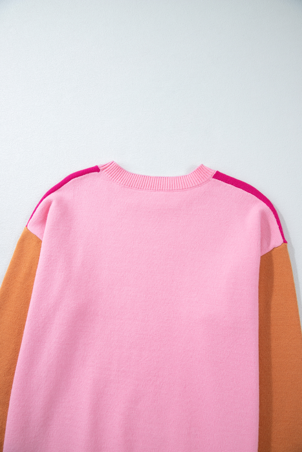Bonbon Three Tone Contrast Round Neck Loose Sweater - loveforevers