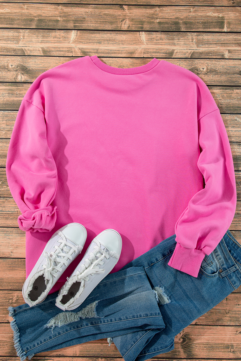 Grass Green Solid Fleece Lined Drop Shoulder High Low Sweatshirt - loveforevers