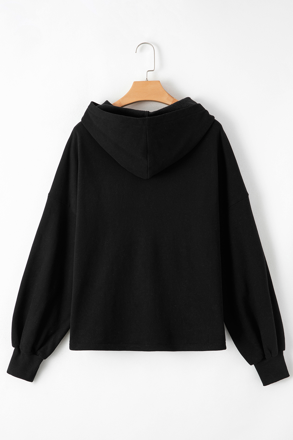Bonbon Fleece Lined Half Zipper Kangaroo Pockets Loose Hoodie - loveforevers
