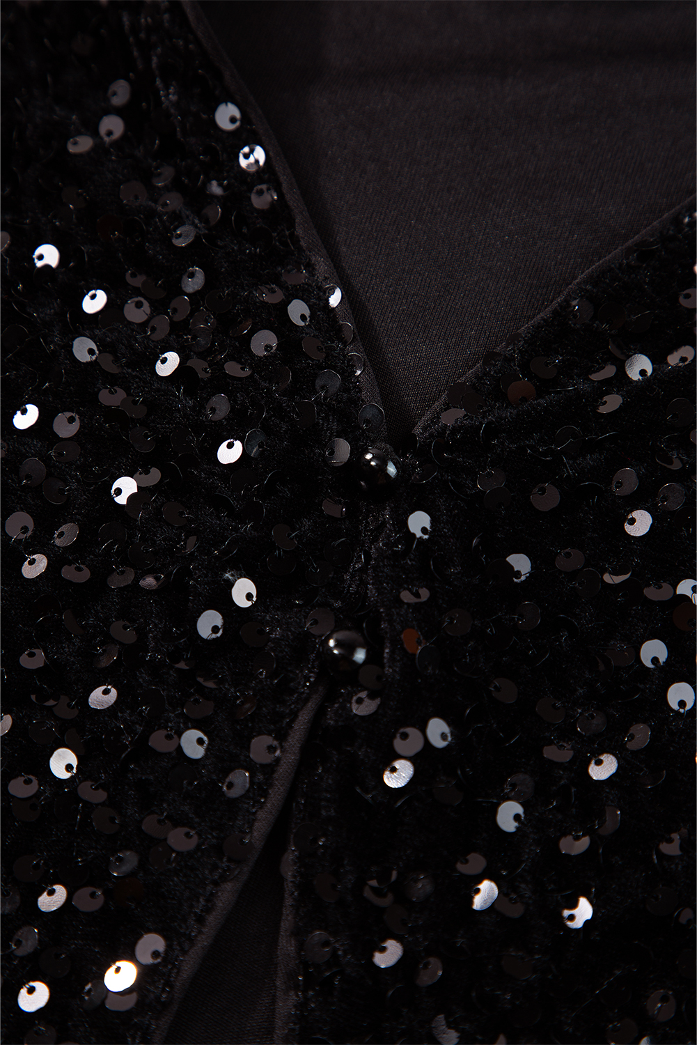 Black Sequin Long Sleeve Cutout Back Top - loveforevers