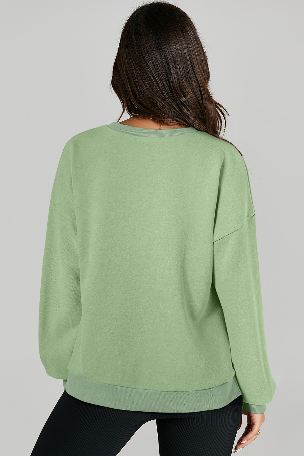 Grass Green Solid Fleece Lined Drop Shoulder High Low Sweatshirt - loveforevers