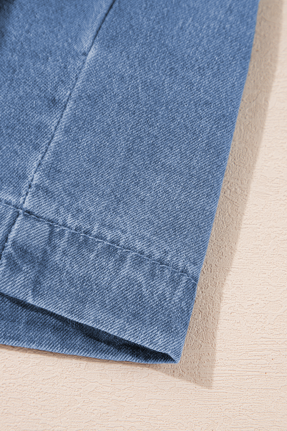 Dusk Blue Tied Front Bubble Sleeve Peplum Denim Shirt - loveforevers