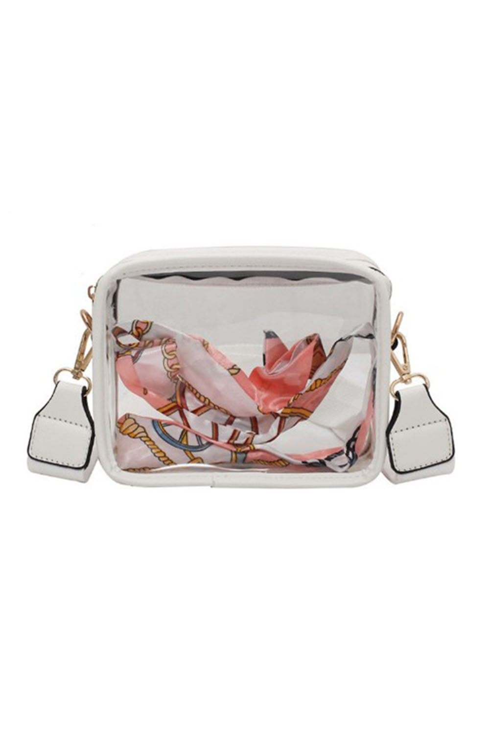 Black Clear PVC Leather Strap Crossbody Bag - loveforevers