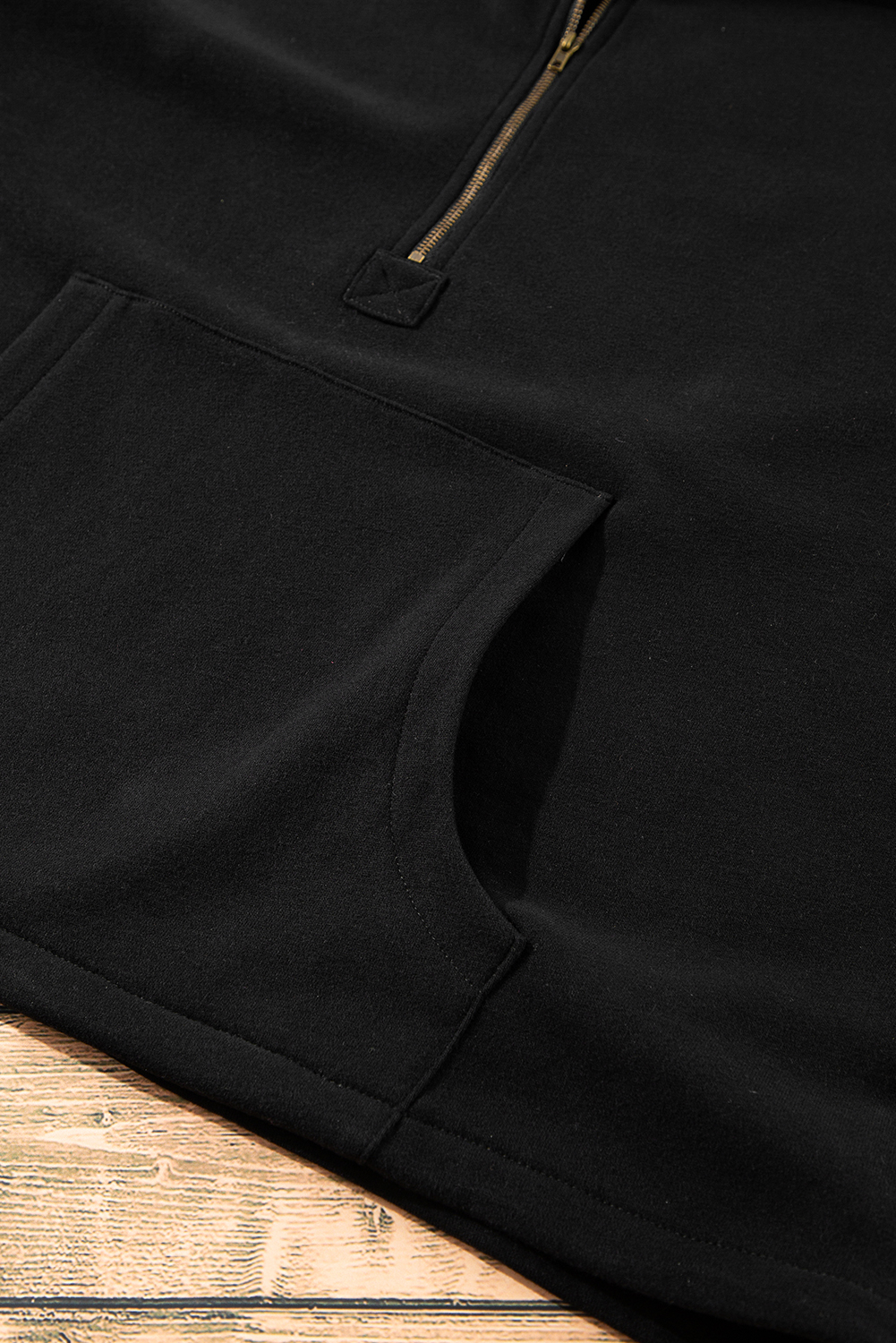 Bonbon Fleece Lined Half Zipper Kangaroo Pockets Loose Hoodie - loveforevers