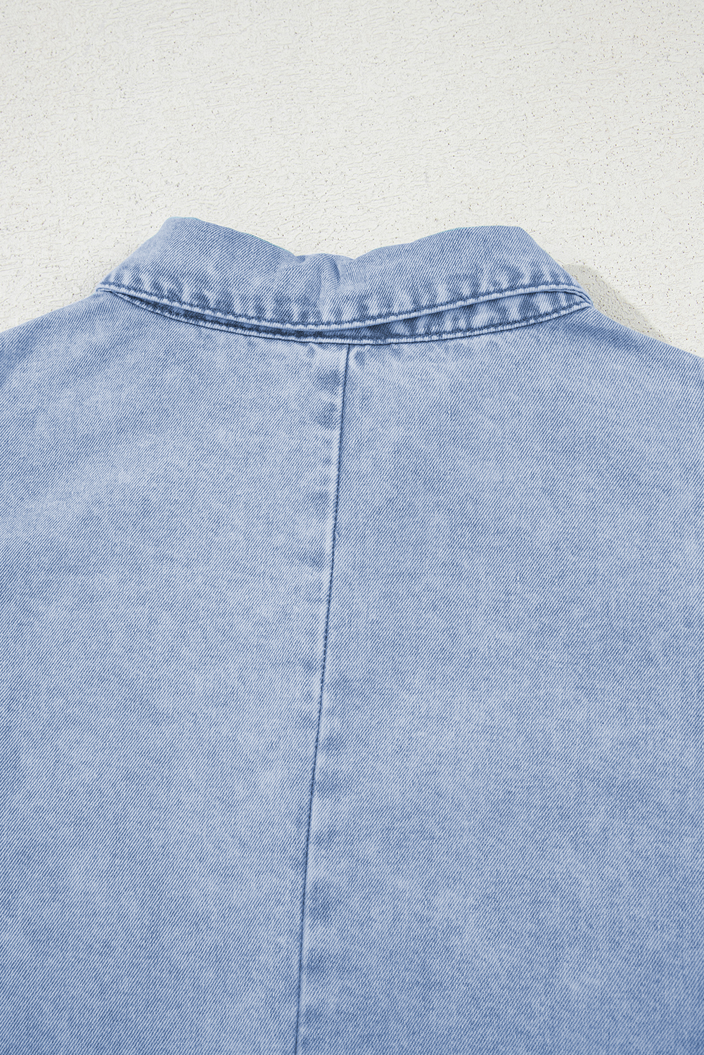 Beau Blue Double Ruffled Sleeves Buttoned A-line Collared Mini Denim Dress - loveforevers