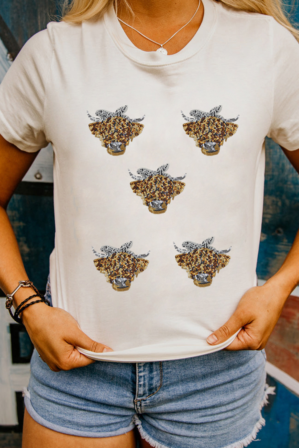 White Western Bow Heifer Graphic Casual T Shirt - loveforevers