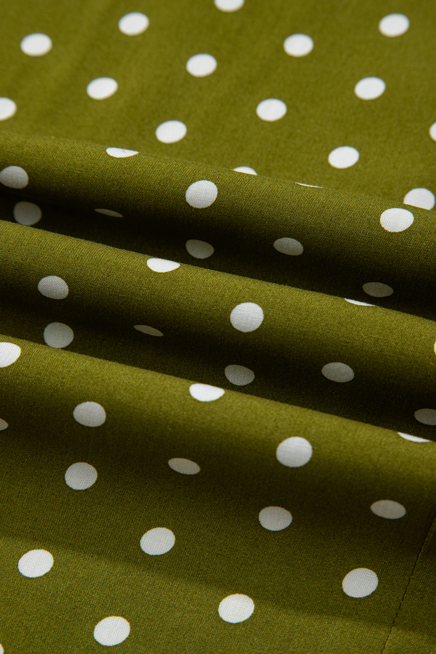 Green Polka Dot Print Lacy Neckline Smocked High Waist Maxi Dress - loveforevers