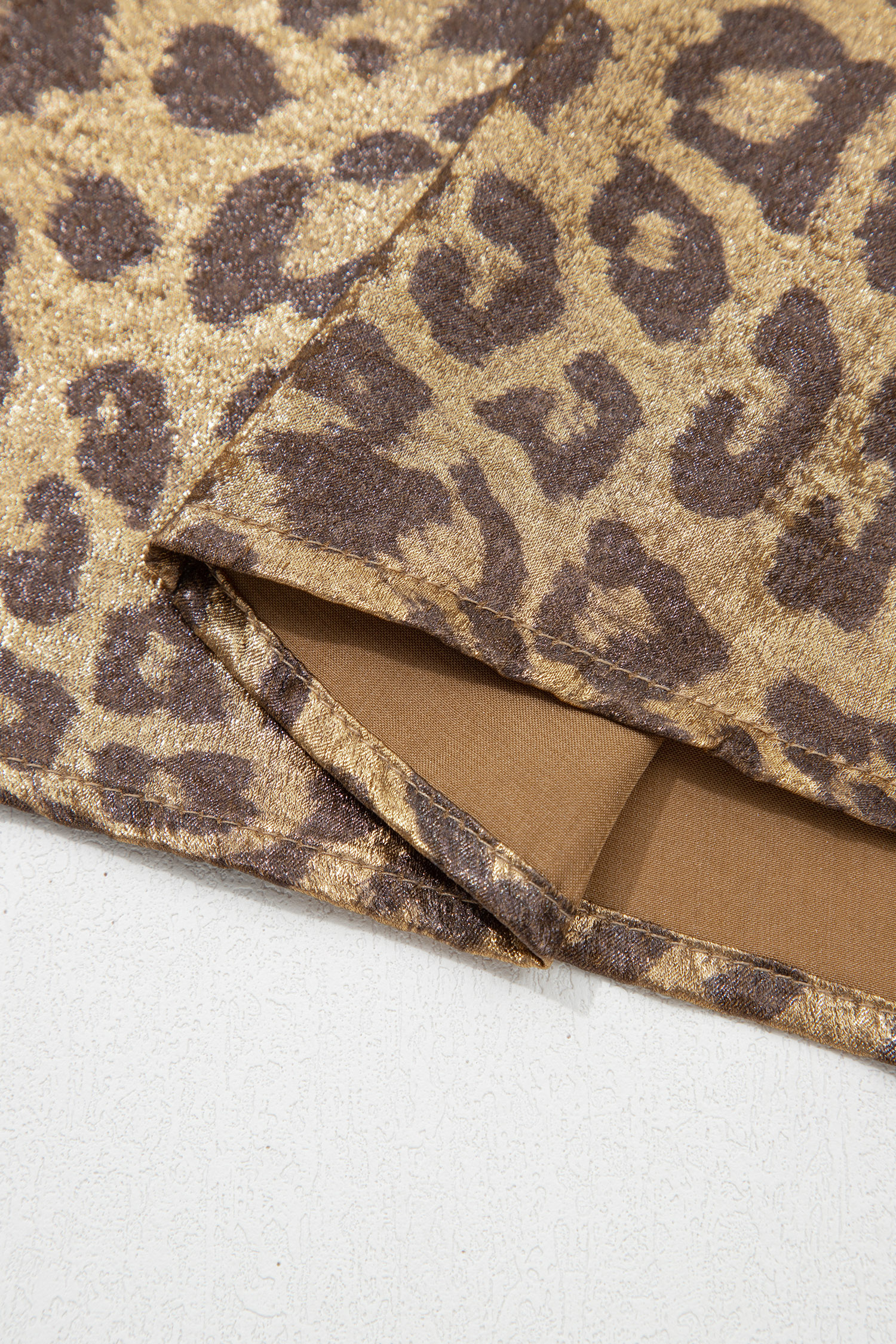 Gold  Half Sleeve Metallic Leopard Print Blouse - loveforevers