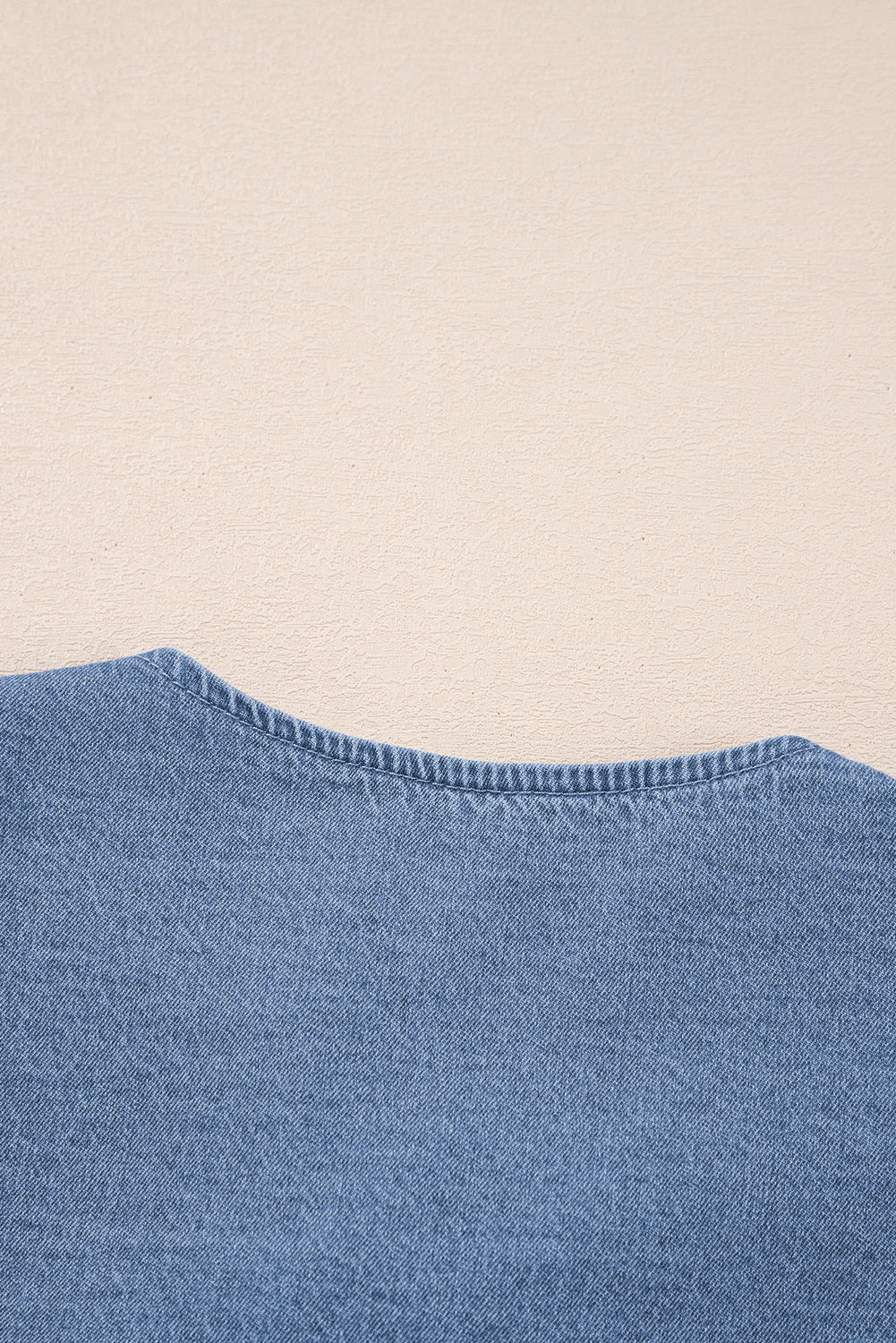 Dusk Blue Tied Front Bubble Sleeve Peplum Denim Shirt - loveforevers