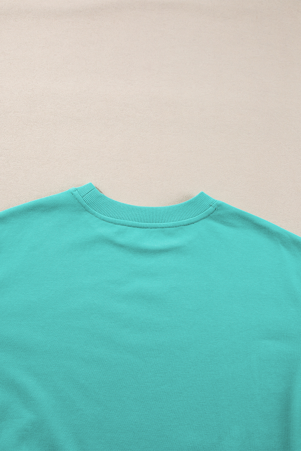 Navy Blue Plain Drop Shoulder Crewneck Pullover Sweatshirt - loveforevers