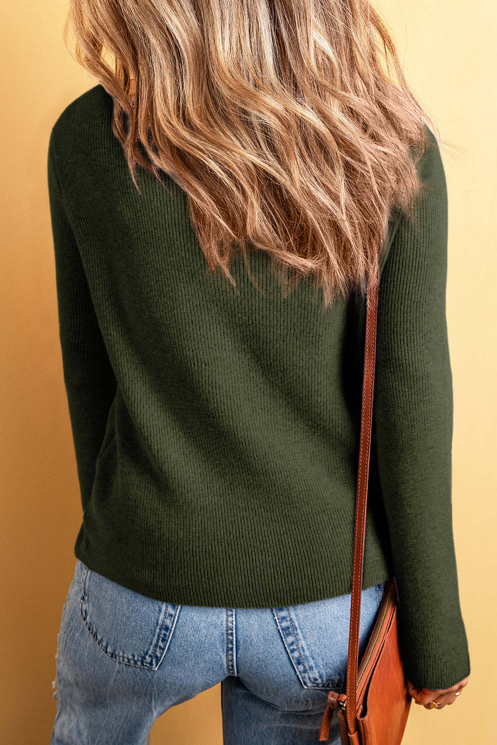 Moss Green Lightweight Ribbed Knit Button Front V Neck Cardigan - loveforevers