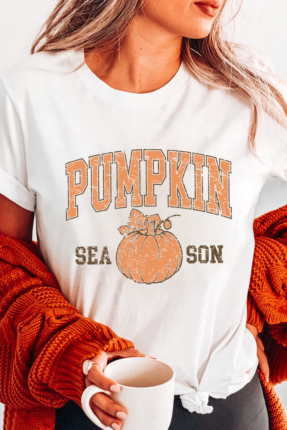 White PUMPKIN SEASON Cracking Printed Cotton Blend T Shirt - loveforevers