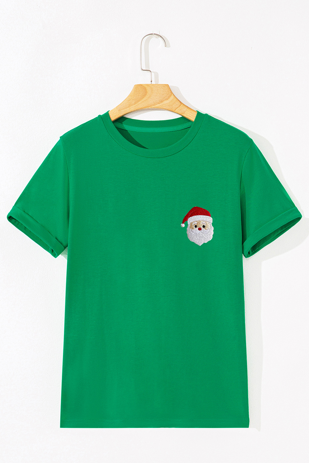 Bright Green Santa Clause Embroidered T Shirt - loveforevers