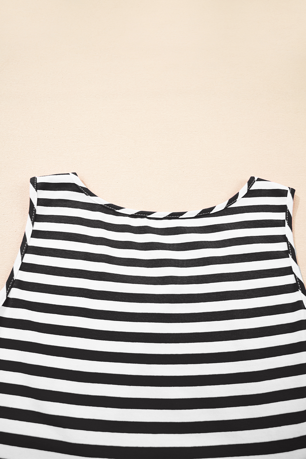Black Stripe U Neck Sleeveless Loose Fit Mini Dress - loveforevers