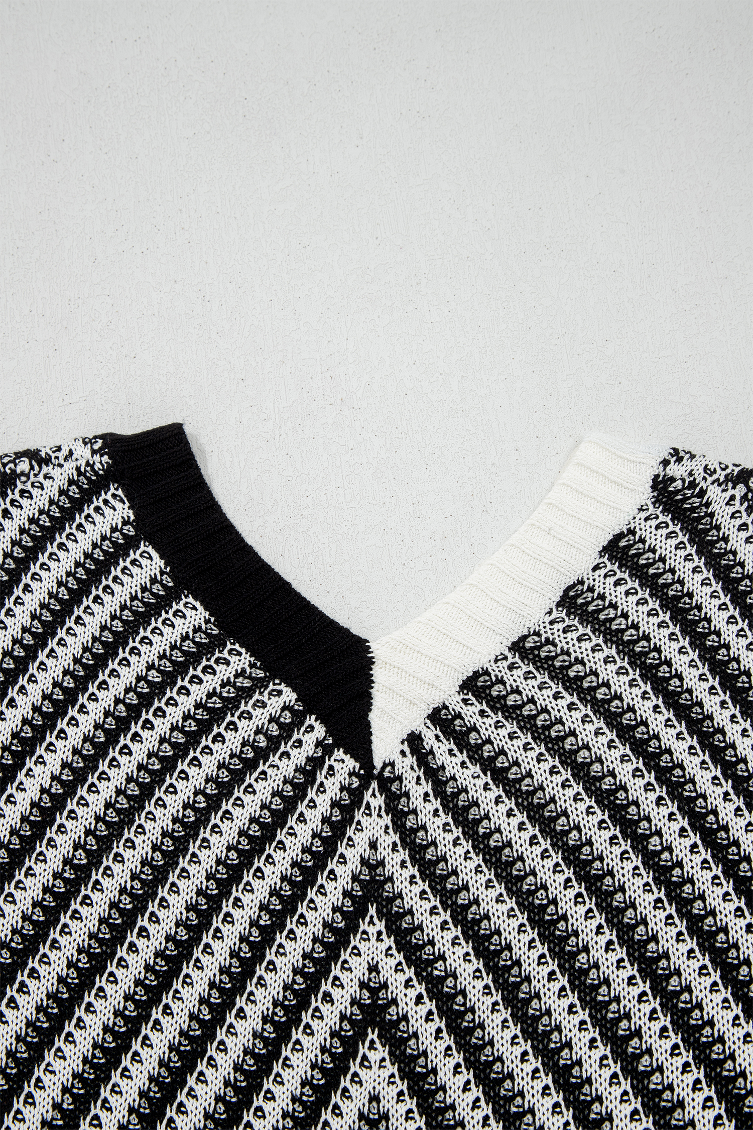 Black Contrast Chevron Knit V Neck Sweater Vest - loveforevers